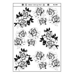 901 Blomster sort/ hvid